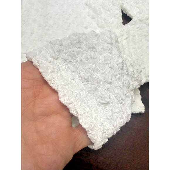 JIFFY POP ZIPPER CARDIGAN Aleeza Paris White Silver Zip Crinkle Top Sz Large NEW - Picture 6 of 10